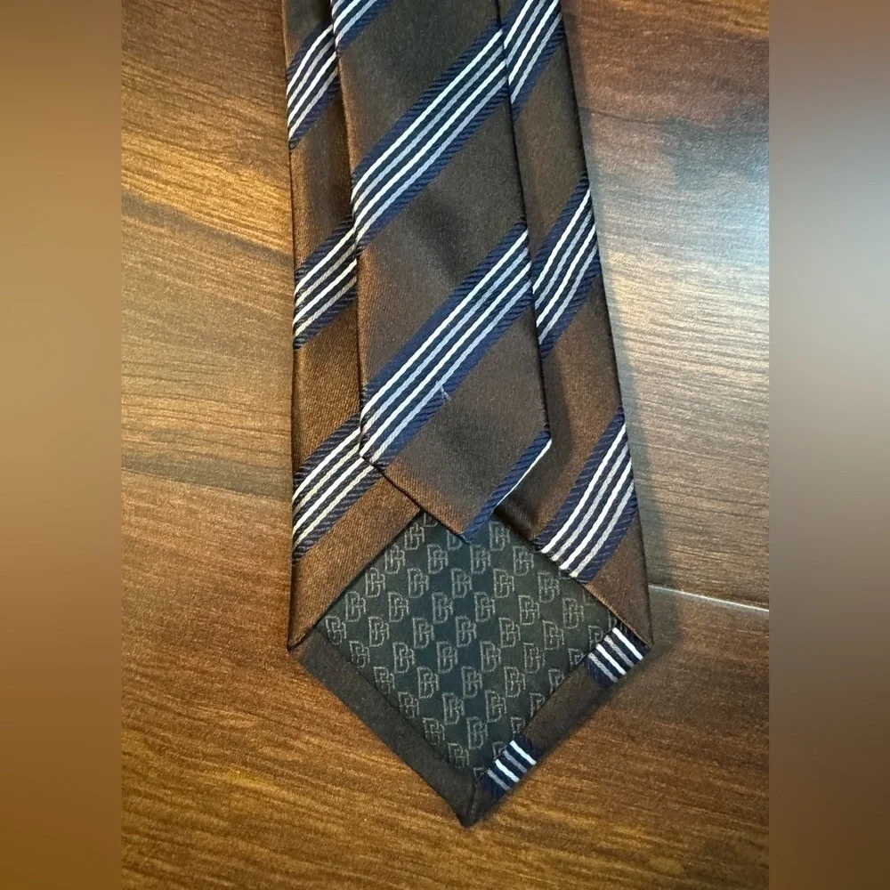 BANANA REPUBLIC 100% Silk Brown Striped Repp Necktie